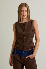 CHALECO VAQUERO CAFÉ