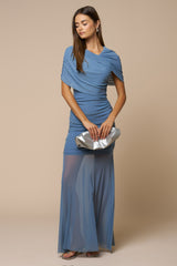 VESTIDO CORRUGADO CON TRANSPARENCIA