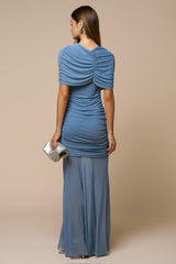 VESTIDO CORRUGADO CON TRANSPARENCIA