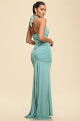 VESTIDO CORRUGADO TURQUESA