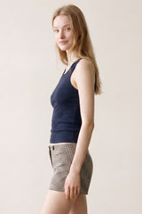 SHORT DE CUADROS AZUL