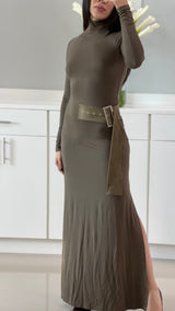 VESTIDO OLIVO MANGA LARGA