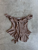 BLUSA CAFÉ CON ENCAJE