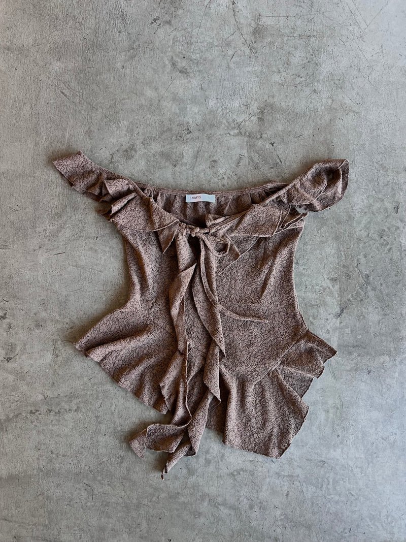 BLUSA CAFÉ CON ENCAJE