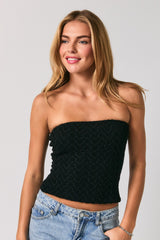 CARDIGAN Y TOP STRAPLESS NEGRO