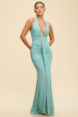 VESTIDO CORRUGADO TURQUESA