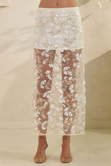 FALDA DE ENCAJE BLANCA CON BRILLOS