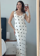 VESTIDO POLKA SATIN LISO