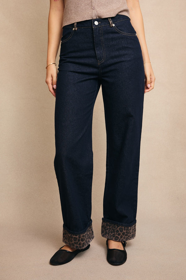 JEANS DOBLADILLO LEOPARDO