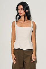 TOP BEIGE CON VUELO