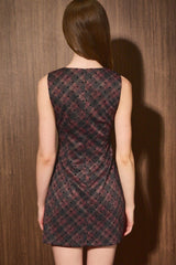 VESTIDO MINI CUADROS Y POLKA