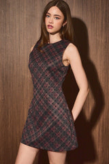VESTIDO MINI CUADROS Y POLKA