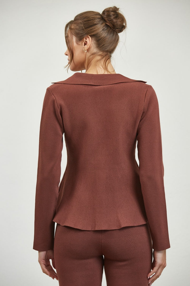 SET LADRILLO PANTALON BOTONES DORADOS