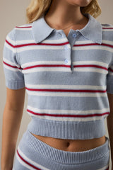 SET DE PUNTO AZUL-ROJO Y BLANCO