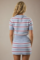 SET DE PUNTO AZUL-ROJO Y BLANCO