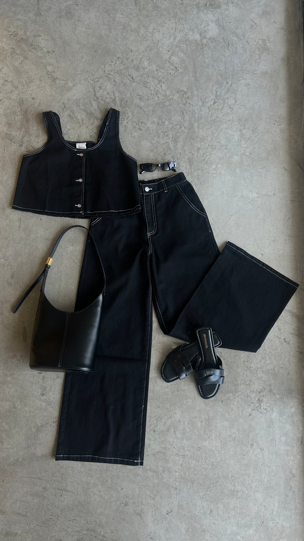 SET DENIM NEGRO/CHALECO