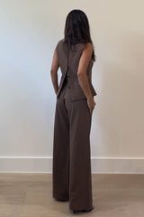 SET DE BLUSA Y PANTALON CAFE