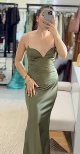 VESTIDO OLIVO SATIN