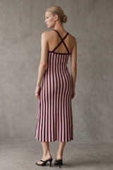 VESTIDO RAYADO CON ESPALDA CRUZADA