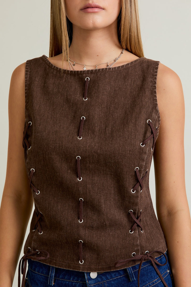 CHALECO VAQUERO CAFÉ