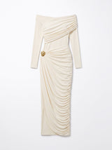 VESTIDO BLANCO CON DETALLE DORADO
