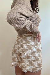 FALDA DE LENTEJUELAS GRANDES BEIGE