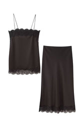 SET SATIN CHOCOLATE CON ENCAJE