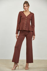 SET LADRILLO PANTALON BOTONES DORADOS