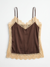 BLUSA SATIN Y ENCAJE MOCHA LATTE