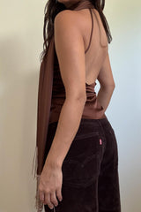 BLUSA SATIN CON MASCADA Y BRILLOS