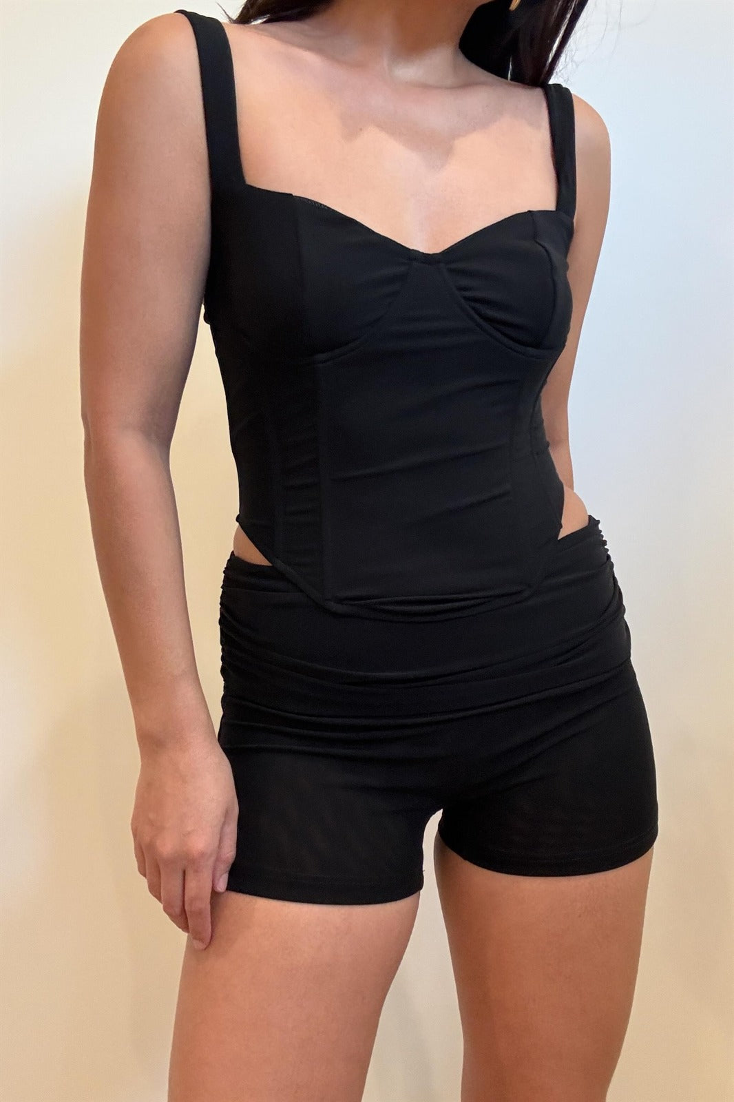 SET MESH NEGRO TOP/SHORT
