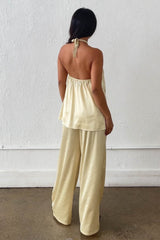 SET SATIN HALTER AMARILLO CLARO