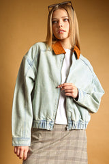 JACKET DENIM CON CUELLO DE PANA