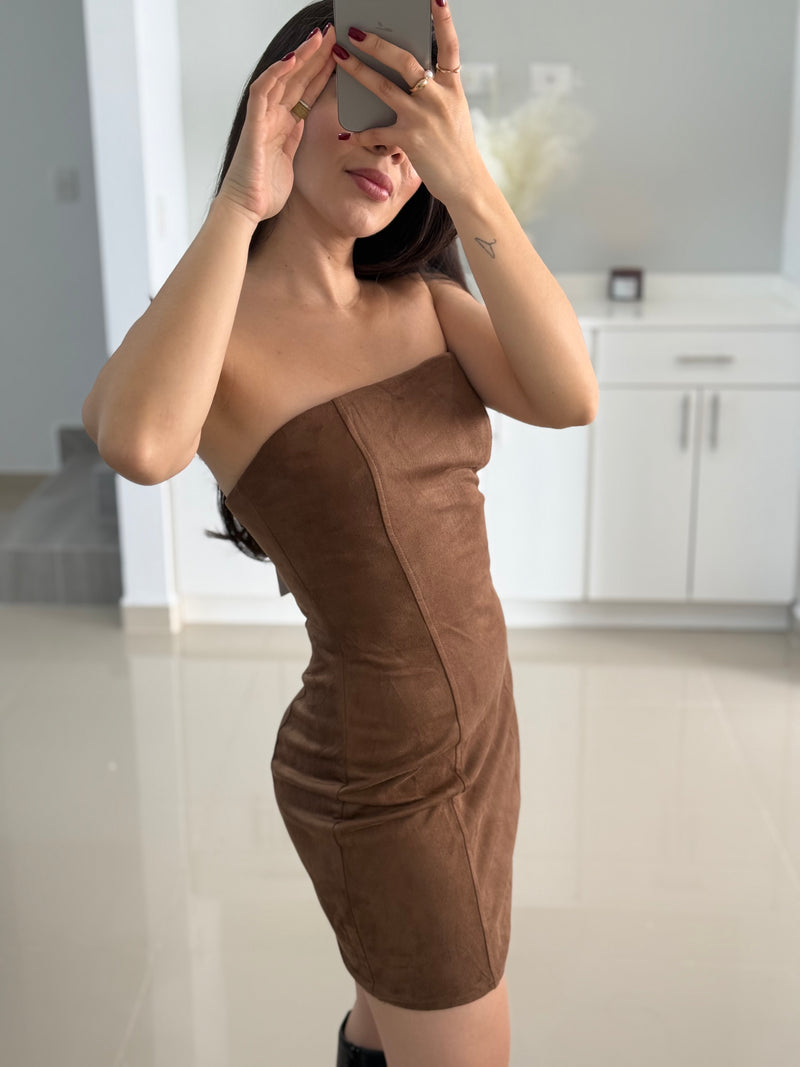 VESTIDO GAMUZA CAFÉ