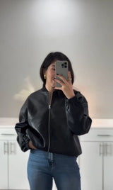 JACKET VINIPIEL OVERSIZE CUELLO PANA