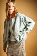 JACKET DENIM CON CUELLO DE PANA