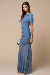 VESTIDO CORRUGADO CON TRANSPARENCIA