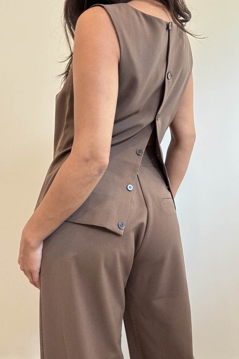 SET DE BLUSA Y PANTALON CAFE