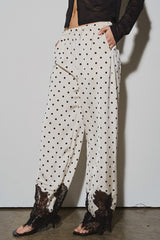 PANTALON SATIN POLKA CON ENCAJE
