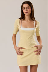 BLUSA AMARILLO CLARO CON DETALLE TIRANTES