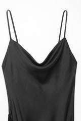 VESTIDO SATIN/GAMUZA CON BARBAS