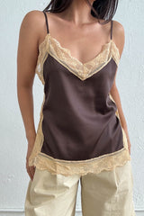 BLUSA SATIN Y ENCAJE MOCHA LATTE