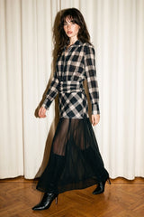 VESTIDO DE CUADROS CON FALDA MESH