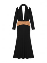 VESTIDO CON DETALLE DE GAMUZA