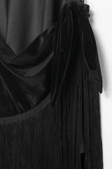 VESTIDO SATIN/GAMUZA CON BARBAS