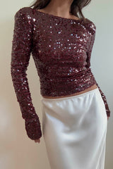 BLUSA LENTEJUELAS BURGUNDY
