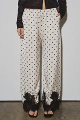 PANTALON SATIN POLKA CON ENCAJE