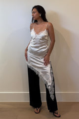 BLUSA/VESTIDO ASIMETRICA LARGA CON ENCAJE