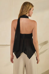 BLUSA STRAPLESS Y MASCADA