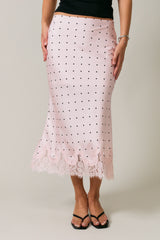 FALDA POLKA ROSA SATIN